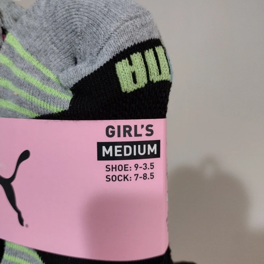 Puma Sport style Low Cut 6 Pairs Girl Shoe size 9-3.5 NWT